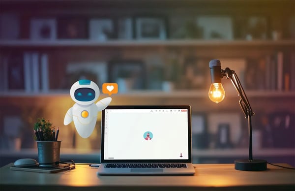 Office at night, Dstny AI bot keeps the communication always-on