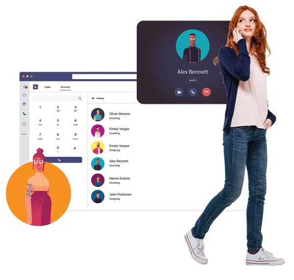 Call2Teams-woman-phonecall-interface